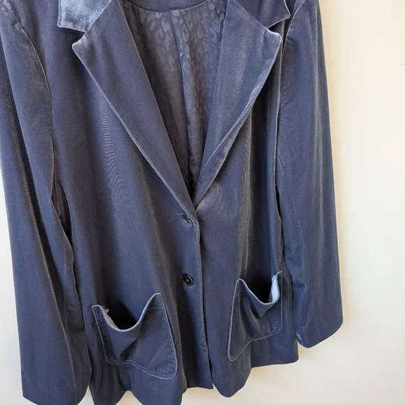 Soft Surroundings Women's Blue Velvet Blazer XL - Picture 2 of 5